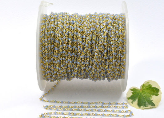 Beautiful Chalcedony Rosary Chain in 925 Silver - 2mm #2