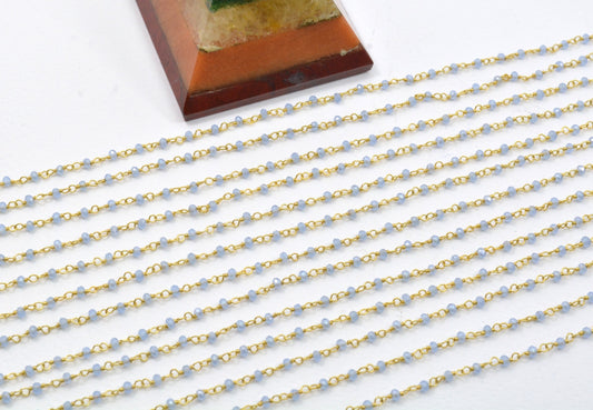 Beautiful Chalcedony Rosary Chain in 925 Silver - 2mm #2 - view 3