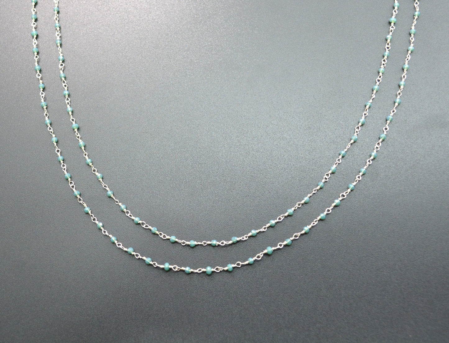 Unique Rosary Chain - Chalcedony 925 Silver 2mm