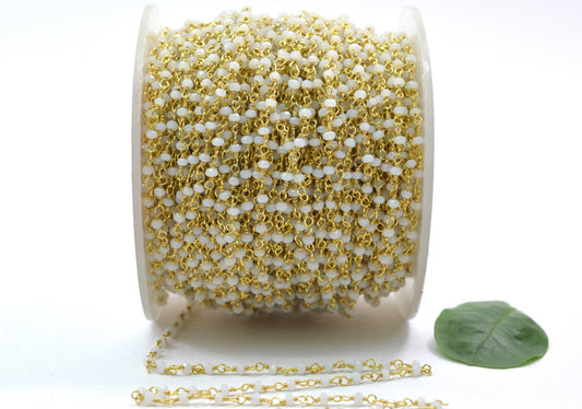 925 Silver Gold Rosary Chain with Chalcedony - 2mm #3