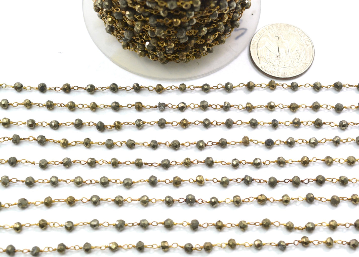 925 Gold Silver Rosary Chain with Stone - 2mm #2