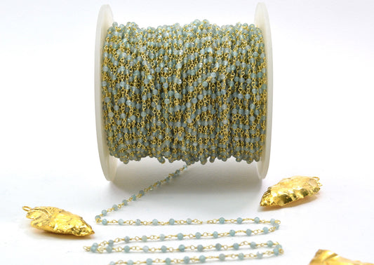 Delicate Rosary Chain - Stone 925 Gold Silver 3mm