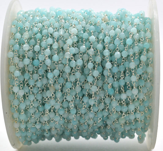 Delicate Rosary Chain - Stone 925 Silver Gold 3.50mm