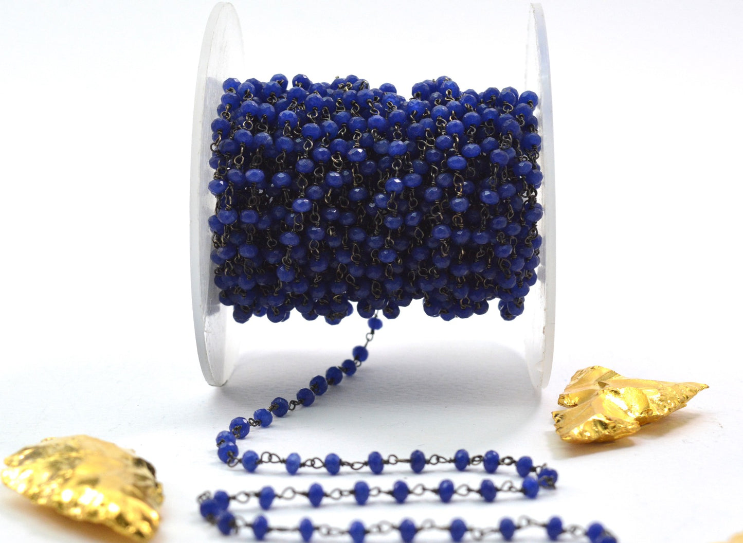 Stunning 925 Silver Gold Rosary Chain - Chalcedony 3mm