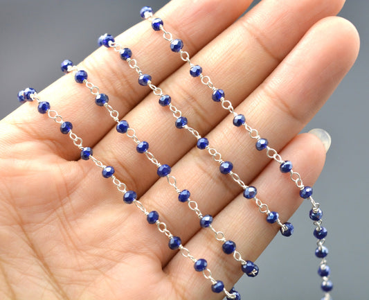 Trendy Chalcedony Rosary Chain in 925 Silver Gold - 3mm - view 3