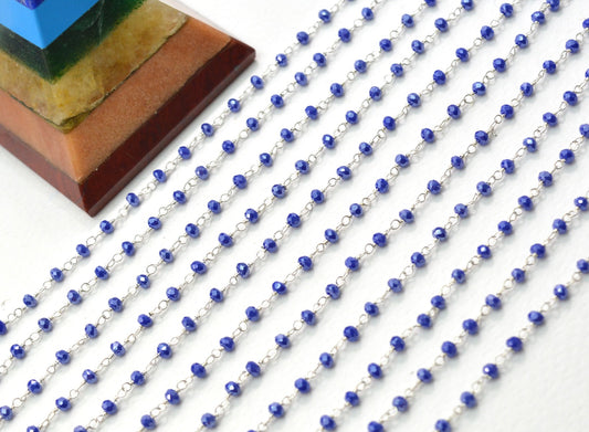 Chalcedony Rosary Chain - 925 Silver Gold, 3mm #2