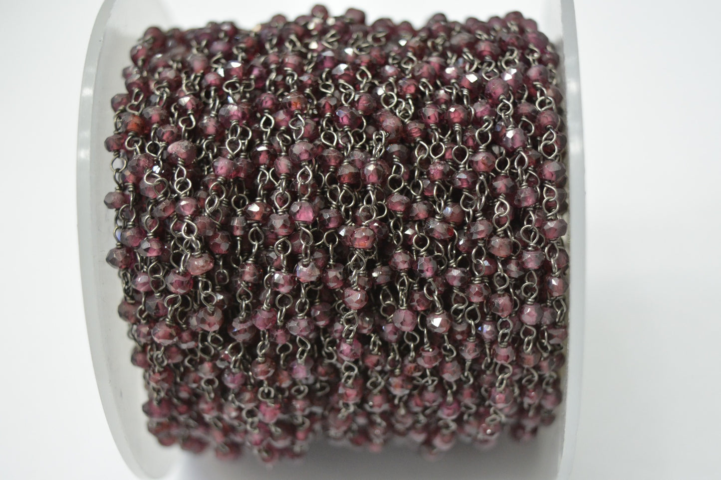 Vintage Garnet Rosary Chain in 925 Silver Gold - 3mm