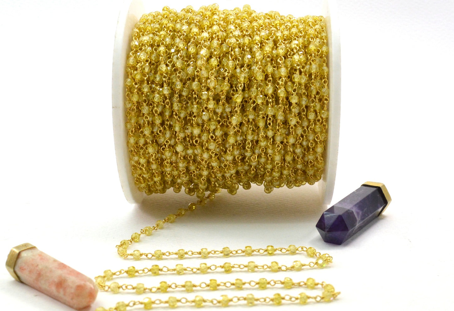 Artisan 925 Gold Silver Rosary Chain - Zirconia 3mm