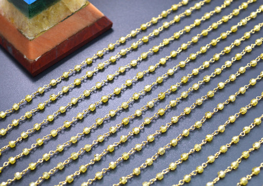 Artisan 925 Gold Silver Rosary Chain - Zirconia 3mm