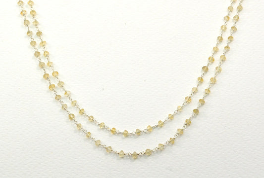 Citrine Rosary Chain, 925 Sterling Silver, 3mm Faceted - view 3