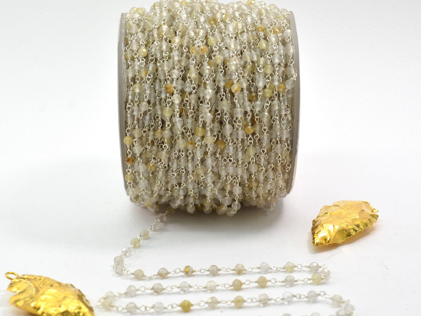 925 Silver Rosary Chain with Stone - 3mm