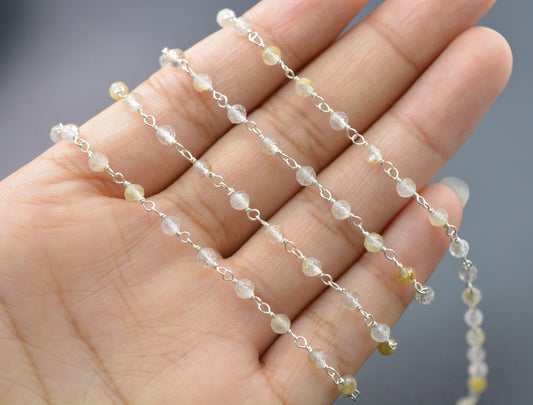 925 Silver Rosary Chain with Stone - 3mm - view 3