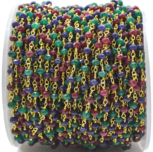 Graceful Rosary Chain - Emerald 925 Gold Silver 3mm