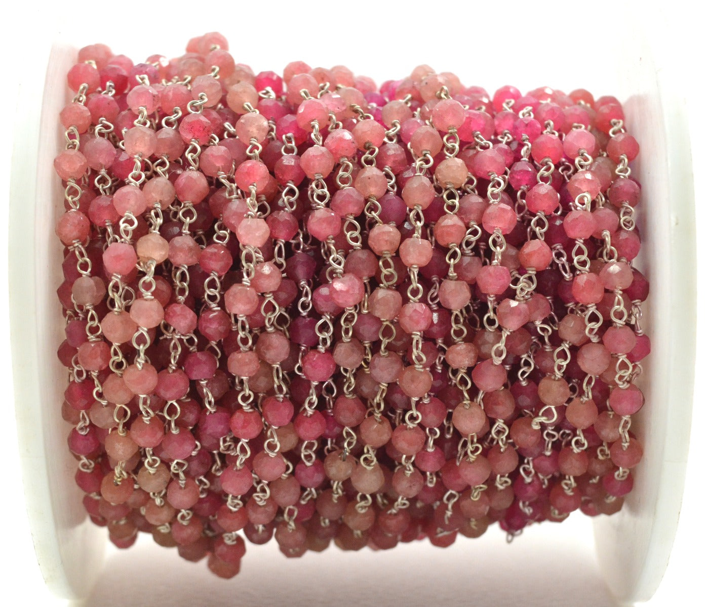 Ruby Rosary Chain - 925 Gold Silver, 3.50mm