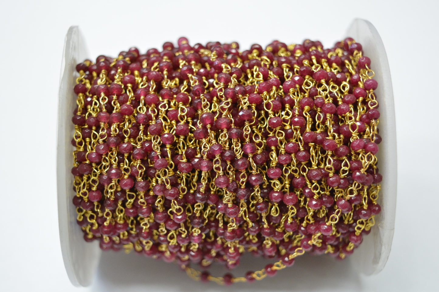 925 Gold Silver Rosary Chain with Stone - 3mm