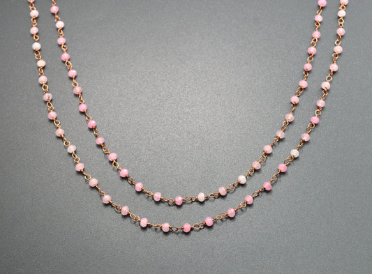 Artisan 925 Silver Gold Rosary Chain - Jade 3mm