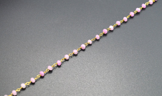 Trendy Jade Rosary Chain in 925 Gold Silver - 3mm - view 3