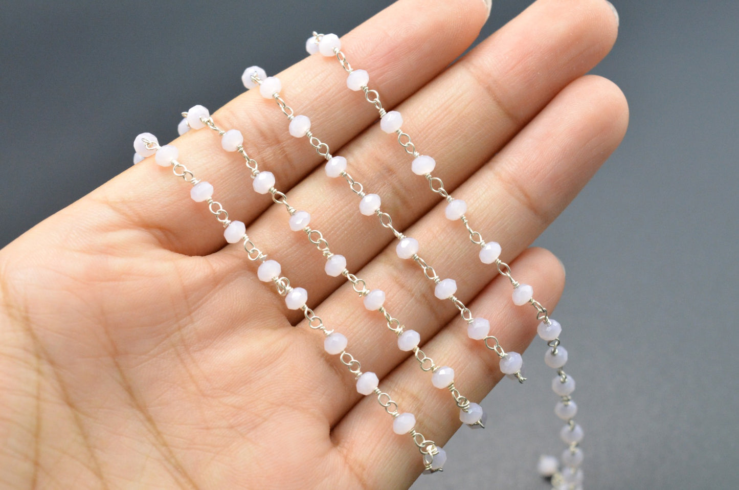 Radiant Rosary Chain - Stone 925 Silver Gold 3mm