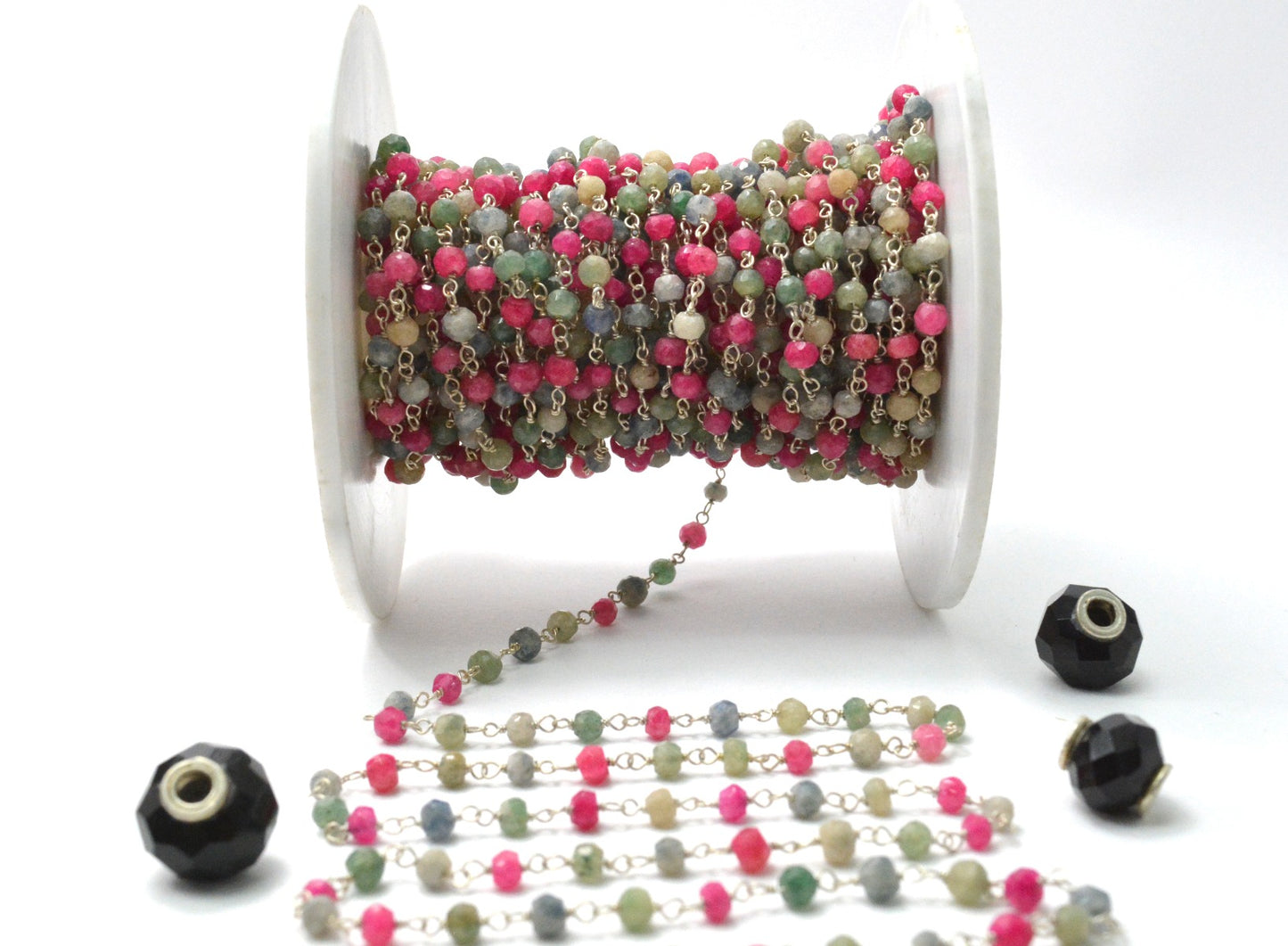 Classic 925 Silver Rosary Chain - Emerald 3mm