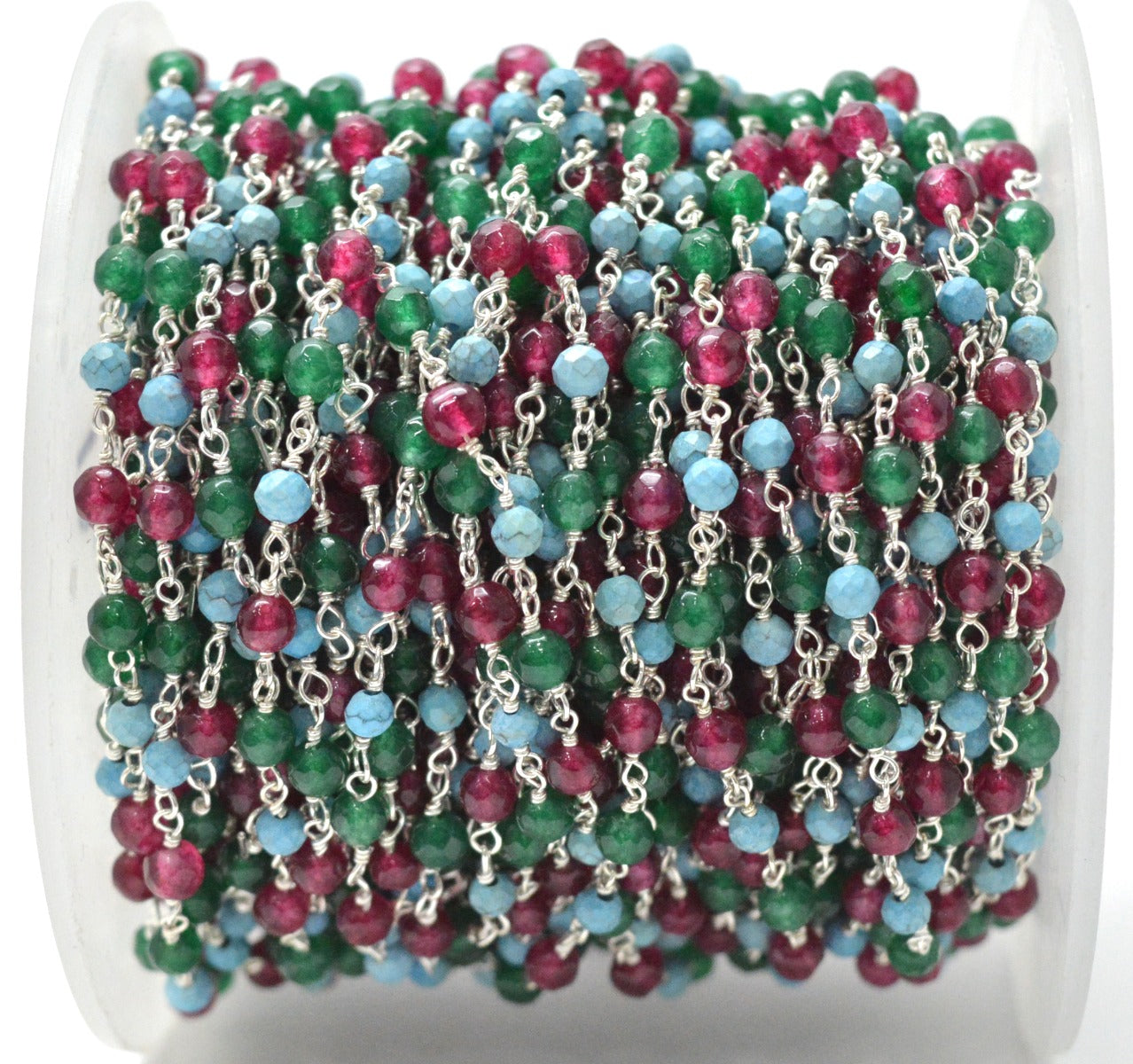 925 Silver Rosary Chain with Stone -