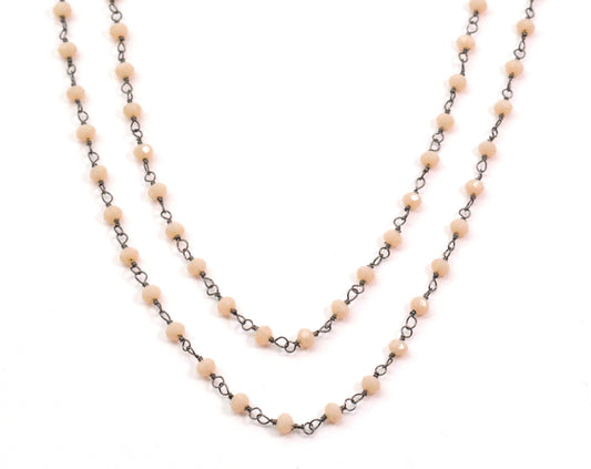 Beautiful Chalcedony Rosary Chain in 925 Silver Gold - 3mm - view 3