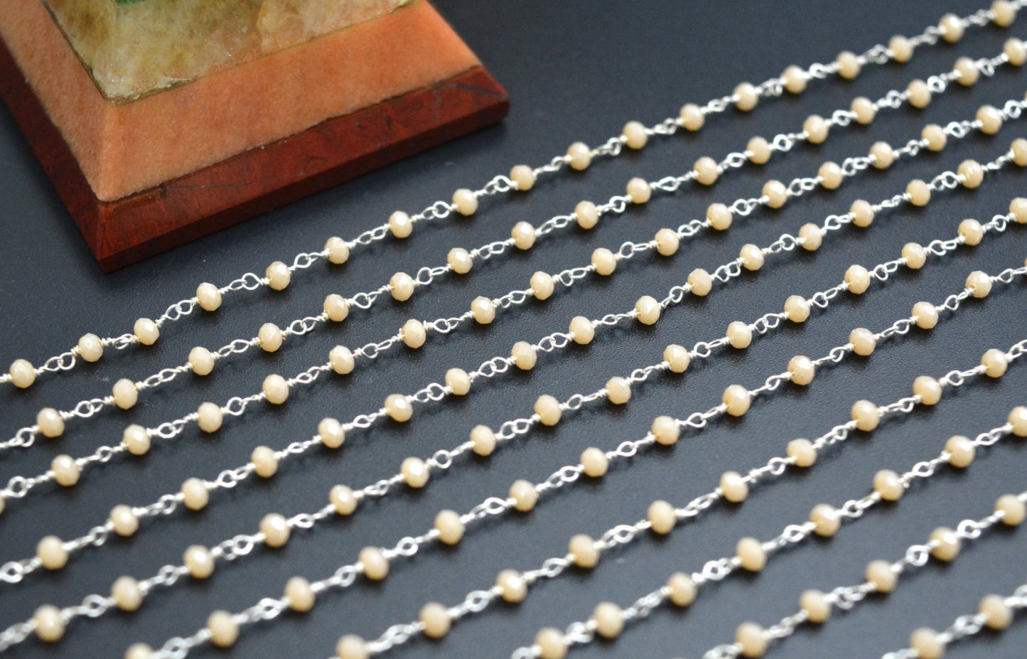 Charming 925 Silver Rosary Chain - Chalcedony 3mm