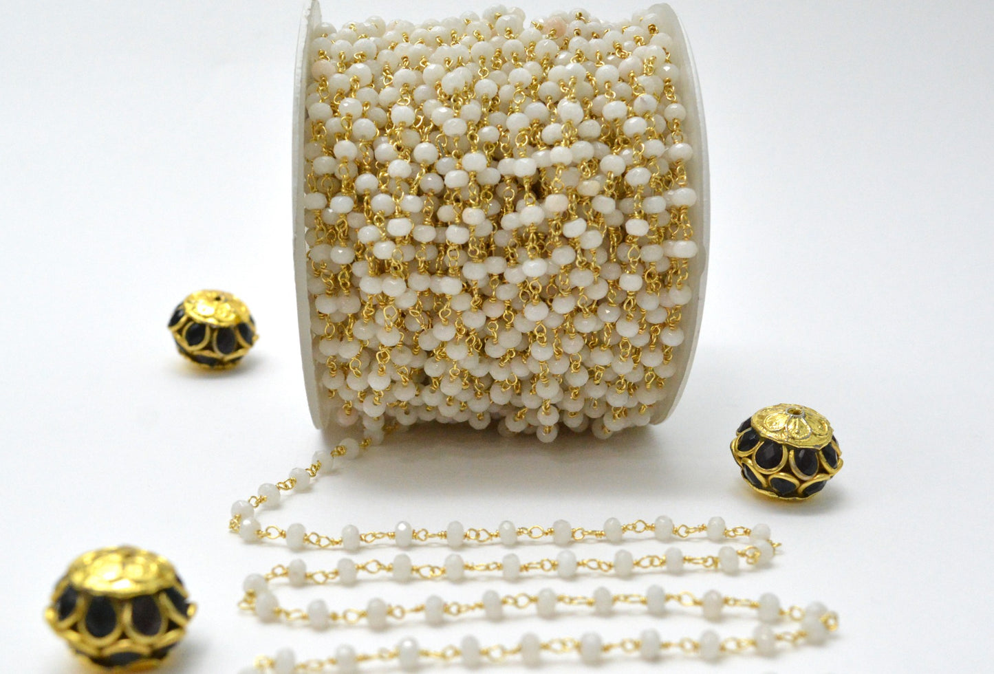 Radiant Rosary Chain - Chalcedony 925 Gold Silver 3.00mm