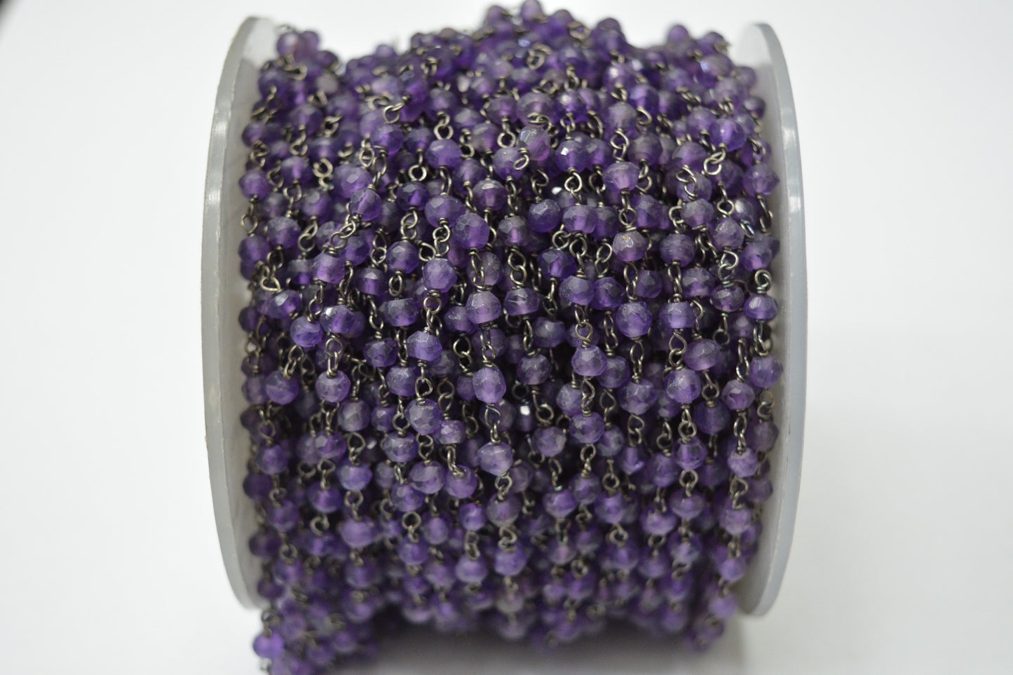 Trendy Amethyst Rosary Chain in 925 Gold Silver - 3.00mm