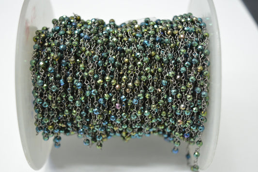 925 Gold Silver Rosary Chain with Stone - 3.00mm #2