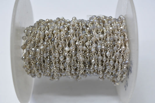 Classic Chalcedony Rosary Chain in 925 Gold Silver - 3.00mm