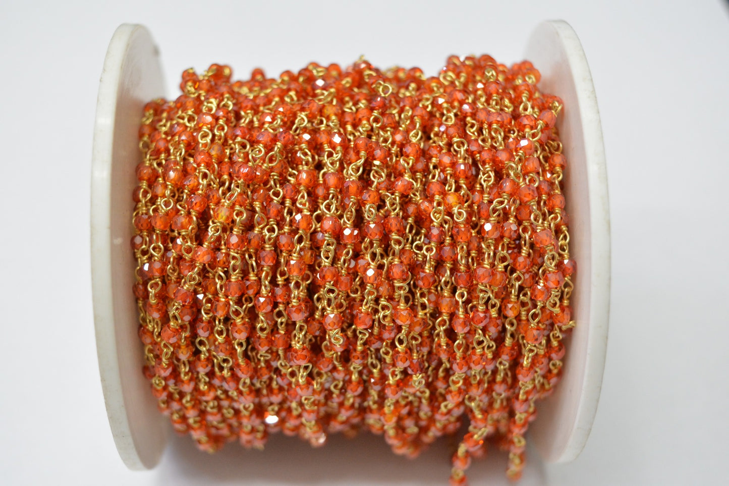 925 Gold Silver Rosary Chain with Zirconia - 3.00mm #2