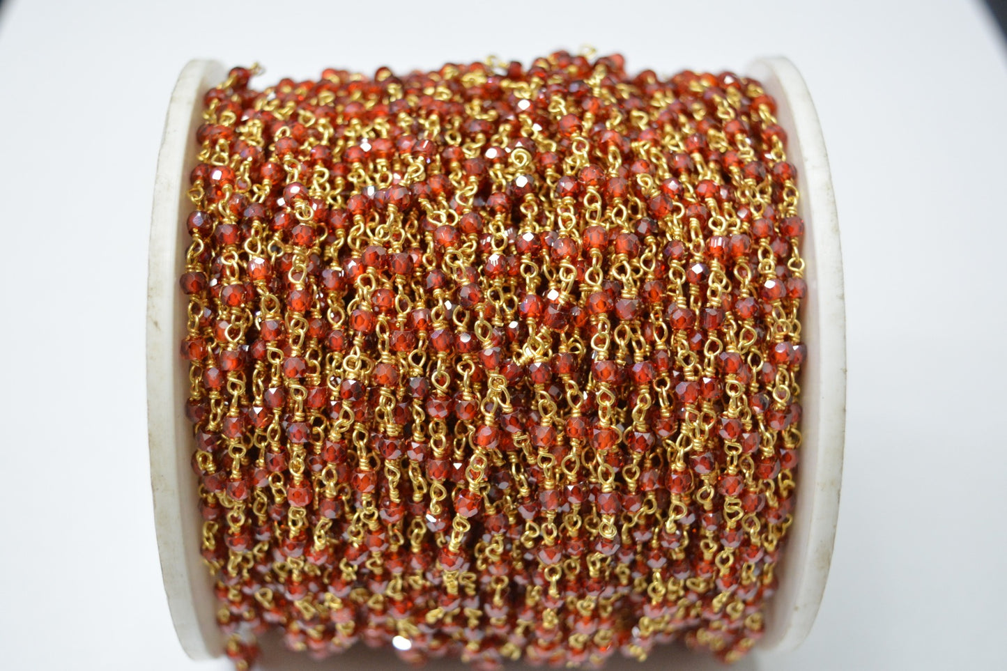 Trendy 925 Gold Silver Rosary Chain - Garnet 3.00mm