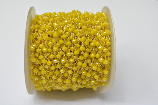 Radiant Chalcedony Rosary Chain in 925 Gold Silver - 3.00mm