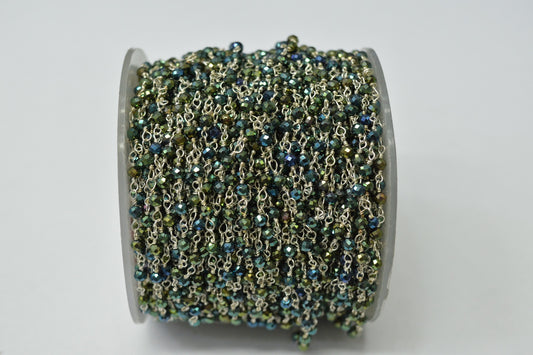 Unique Stone Rosary Chain in 925 Gold Silver - 3.00mm