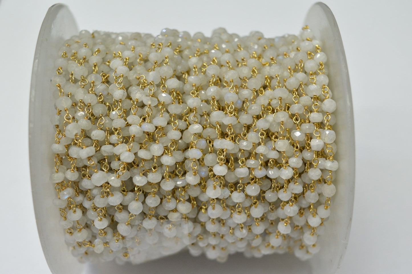 Stylish Rosary Chain - Moonstone 925 Gold Silver 3.00mm