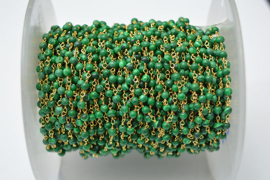 Trendy Rosary Chain - Malachite 925 Gold Silver 3.00mm