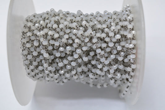 Vintage 925 Gold Silver Rosary Chain - Chalcedony 3.00mm