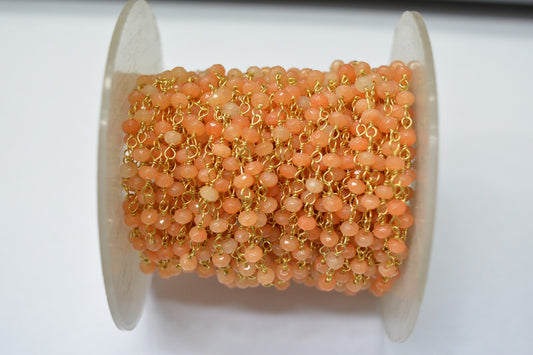 Graceful Rosary Chain - Chalcedony 925 Gold Silver 3.00mm