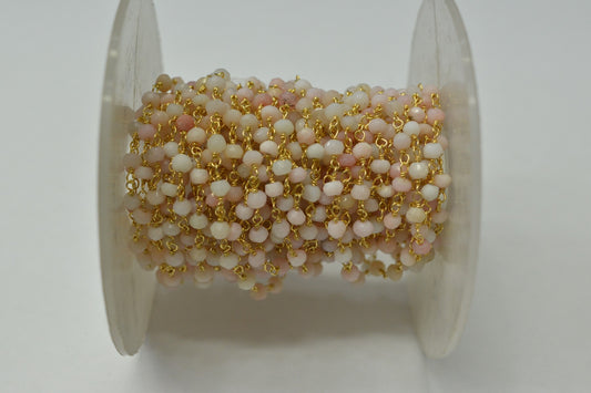 Vintage 925 Gold Silver Rosary Chain - Opal 3.00mm