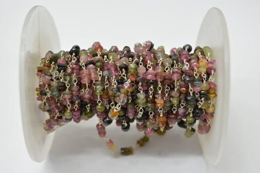 Radiant Tourmaline Rosary Chain in 925 Gold Silver - 3.00mm