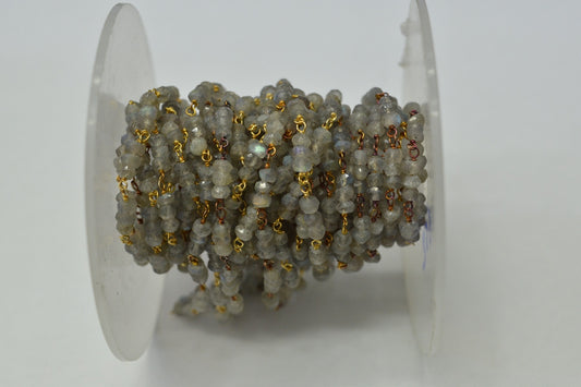 925 Gold Silver Rosary Chain with Labradorite - 3.00mm