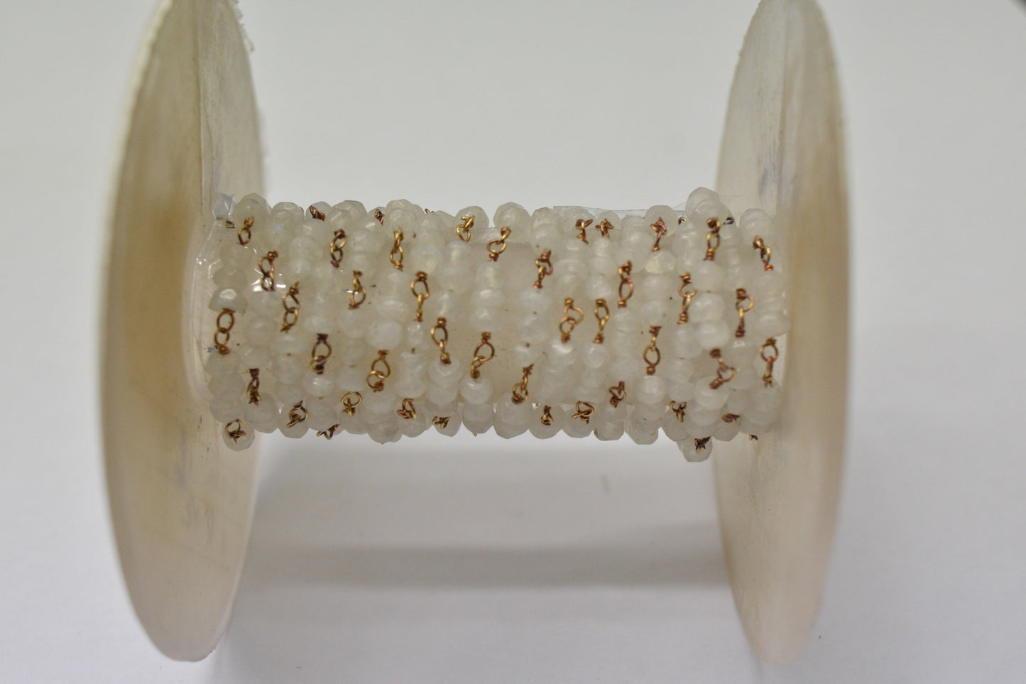 Stunning Rosary Chain - Moonstone 925 Gold Silver 3.00mm