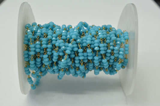 Trendy 925 Gold Silver Rosary Chain - Chalcedony 3.00mm