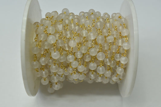 Elegant Quartz Rosary Chain in 925 Gold Silver - 5.00mm