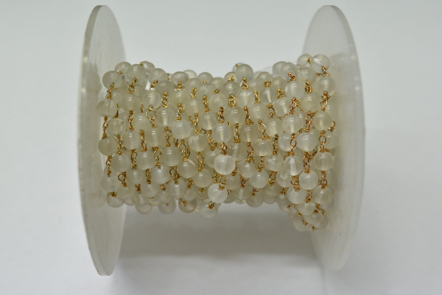 Trendy 925 Gold Silver Rosary Chain - Chalcedony 5.00mm