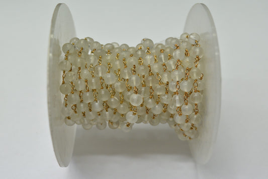 Trendy 925 Gold Silver Rosary Chain - Chalcedony 5.00mm