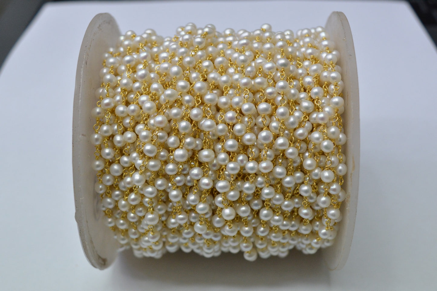 Artisan Pearl Rosary Chain in 925 Gold Silver - 4.00mm