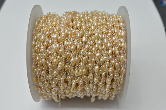 Unique 925 Gold Silver Rosary Chain - Pearl 4.20mm