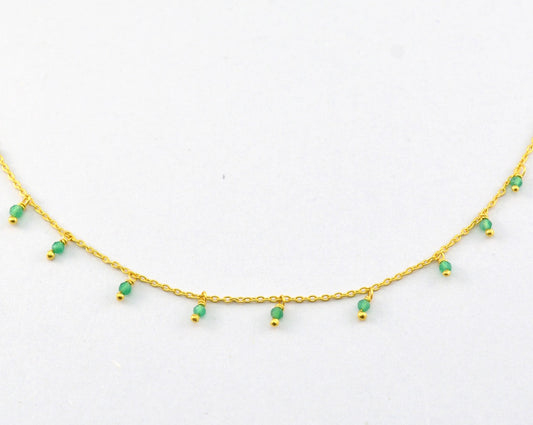 Green Onyx Rosary Chain, 925 Sterling Silver, 2mm Smooth - view 3