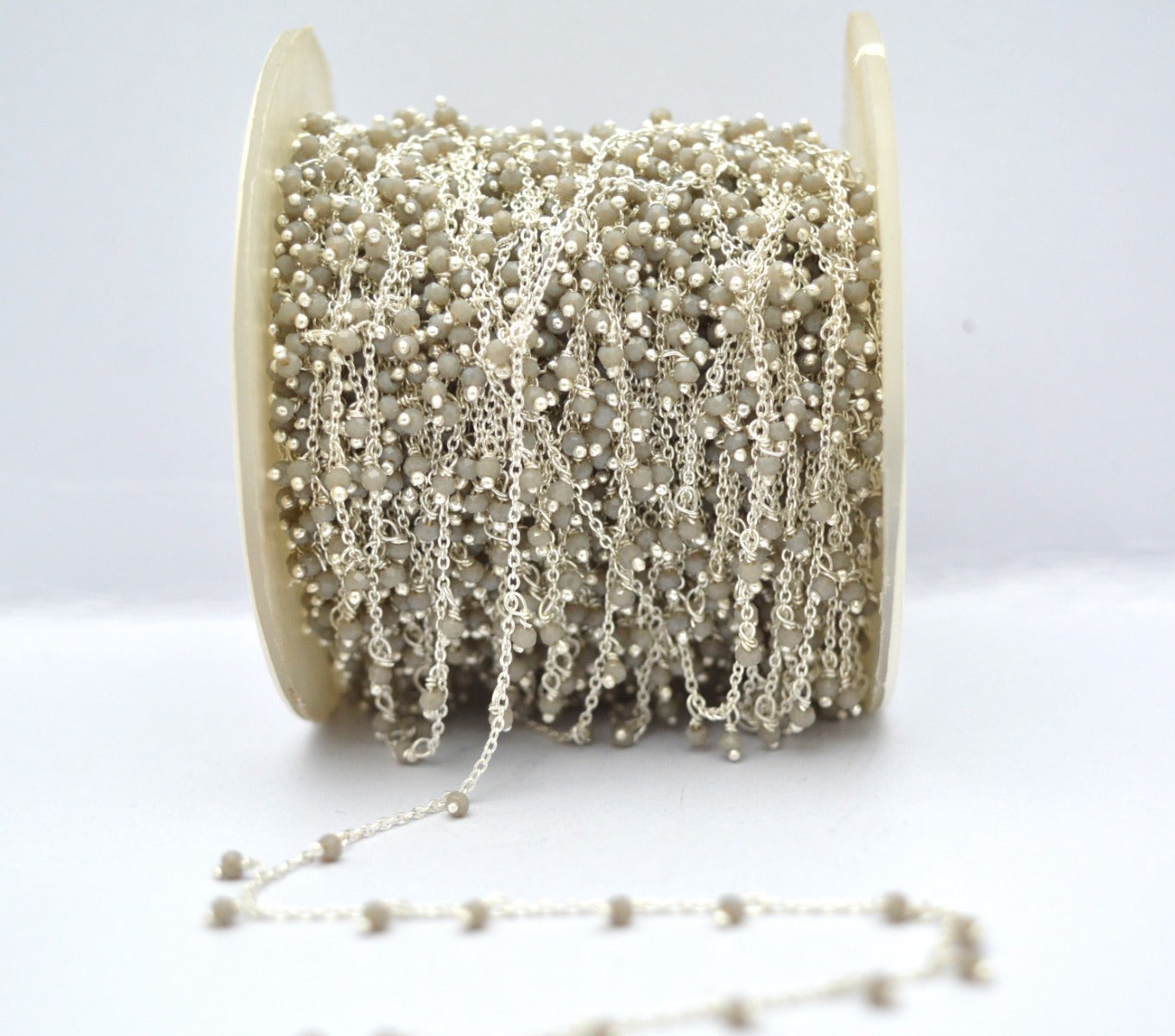 Chalcedony Rosary Chain - 925 Silver Gold, 2mm #6